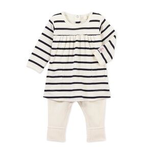 Petit Bateau Navy & White Striped Bodysuit Dress